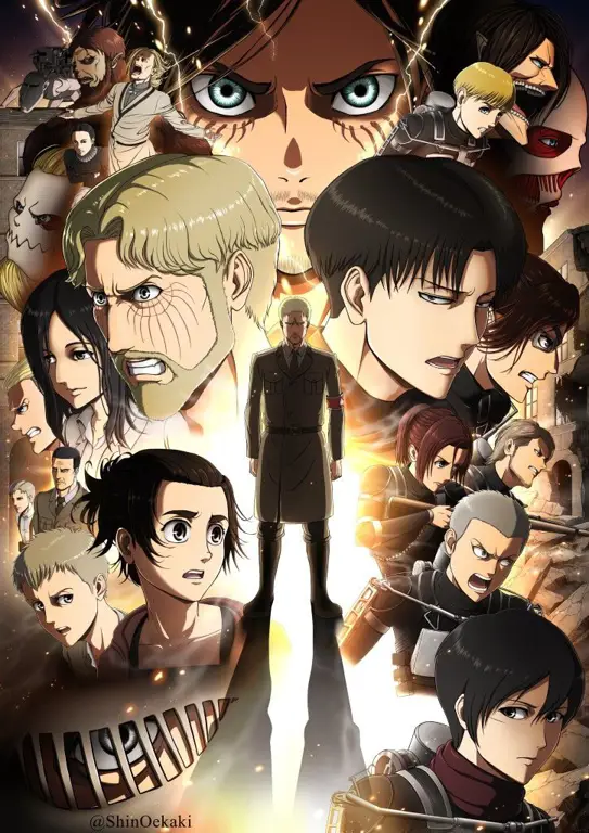 Gambar adegan pertempuran epik di final season Attack on Titan