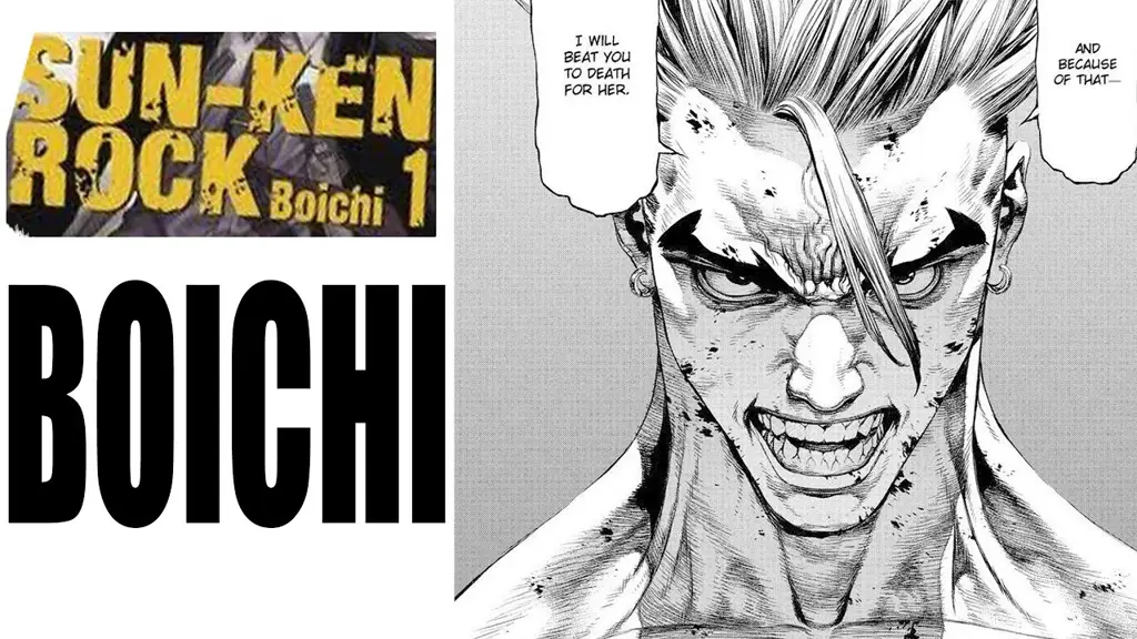 Ken sedang bertarung melawan musuh-musuhnya dalam manga Sun Ken Rock