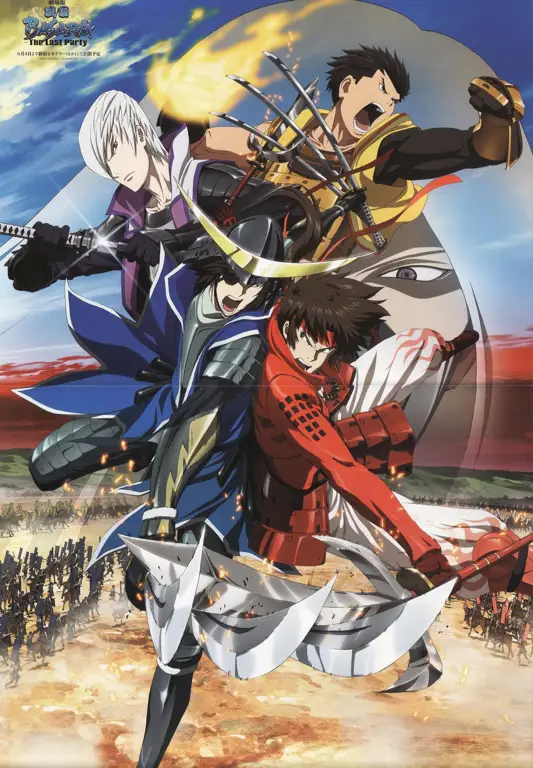 Gambar adegan pertempuran yang spektakuler dalam anime Sengoku Basara