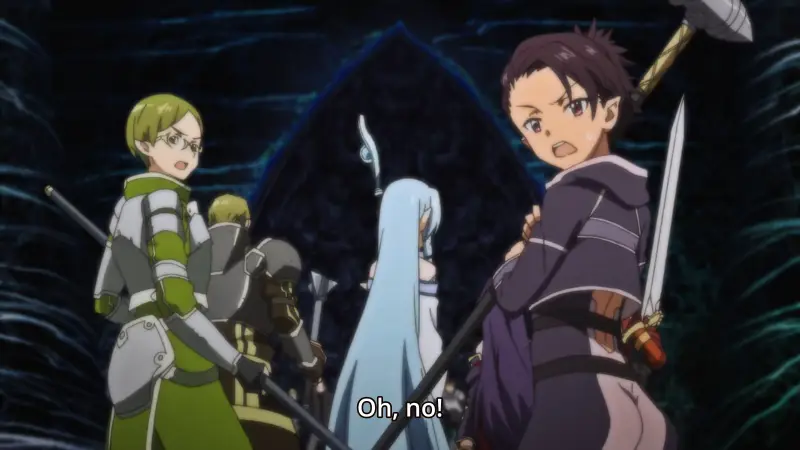 Gambar adegan pertempuran dalam Sword Art Online II Episode 21