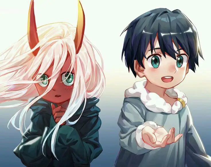 Pertemuan pertama Hiro dan Zero Two yang menegangkan