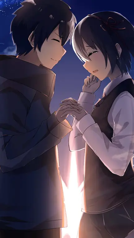 Gambar pasangan anime dalam adegan romantis