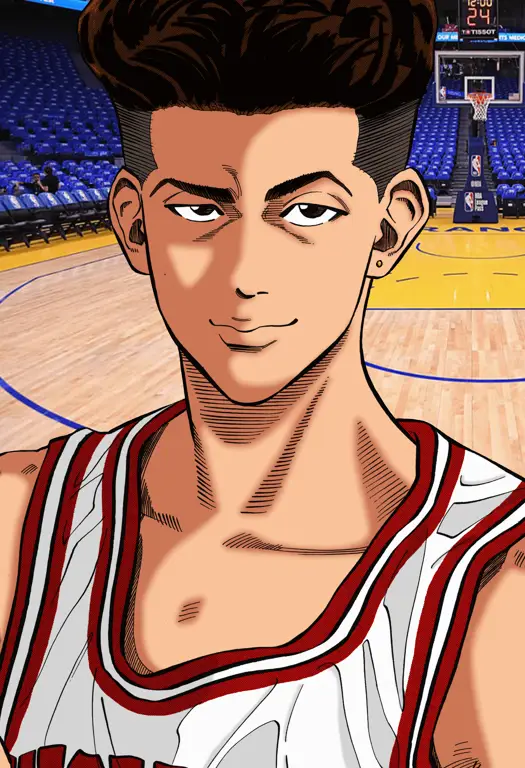 Adegan Ryota Miyagi dalam film Slam Dunk Ryota Miyagi bermain basket