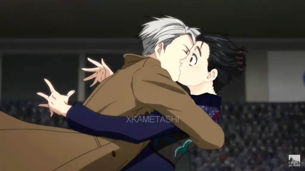 Gambar adegan seluncur indah dalam anime Yuri on Ice