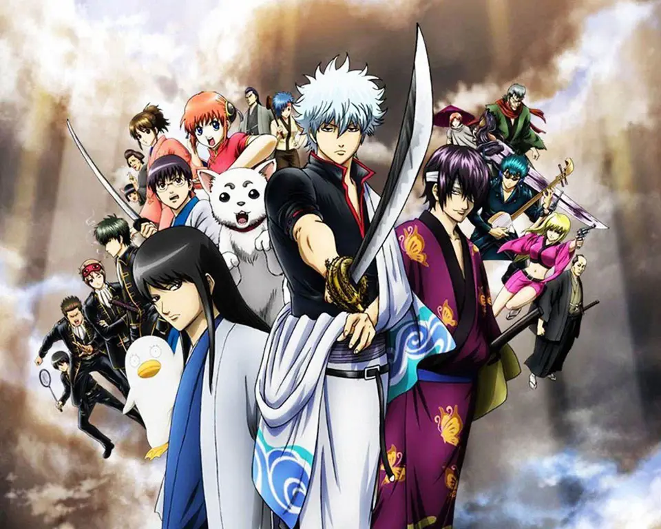 Adegan seru dari anime Gintama Gambar screenshot anime Gintama yang menarik