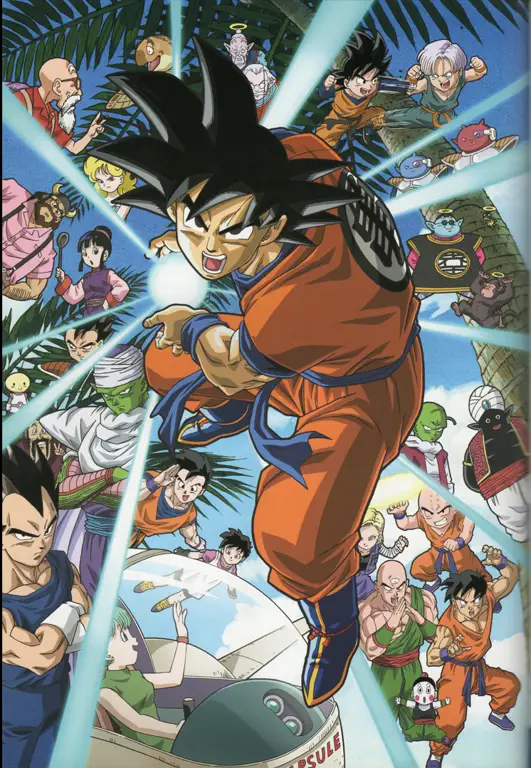 Gambar Goku dan teman-temannya sedang beraksi