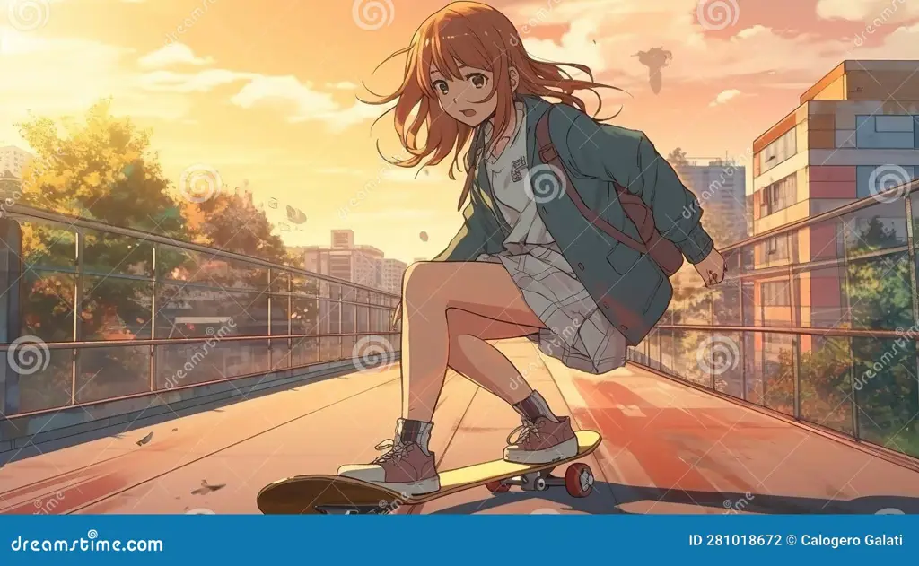 Adegan skating yang dinamis dalam anime Sk8 the Infinity