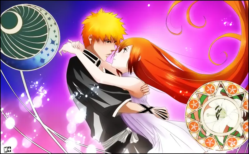 Adegan anime Bleach, close-up Ichigo dan Orihime