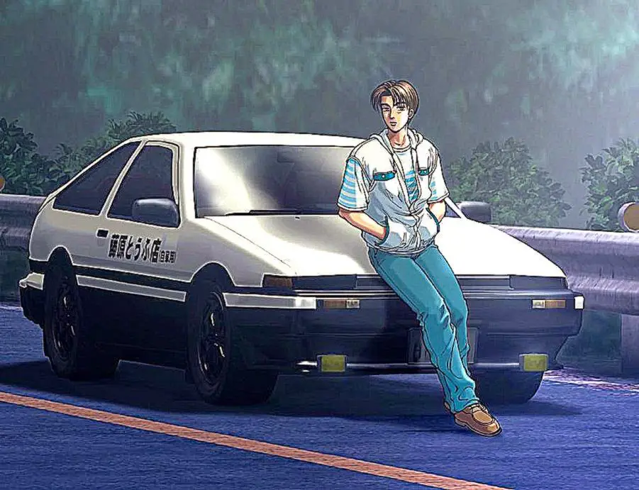 Screenshot anime Initial D yang menampilkan mobil AE86 Trueno