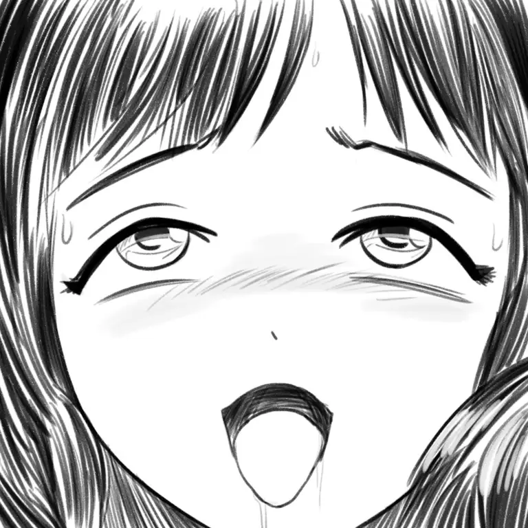 Panel manga yang menampilkan ekspresi ahegao