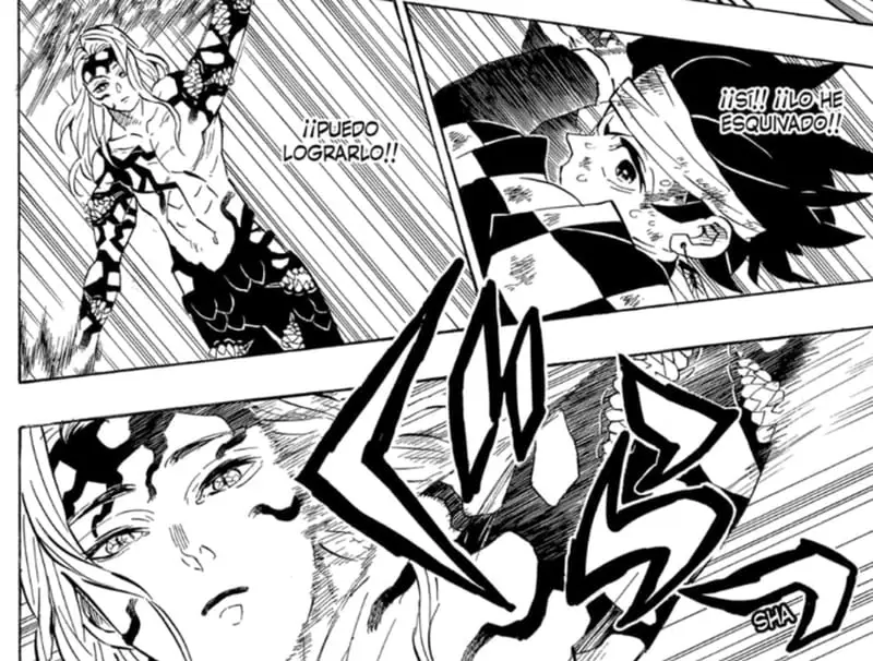 Adegan akhir pertarungan dalam manga Kimetsu no Yaiba