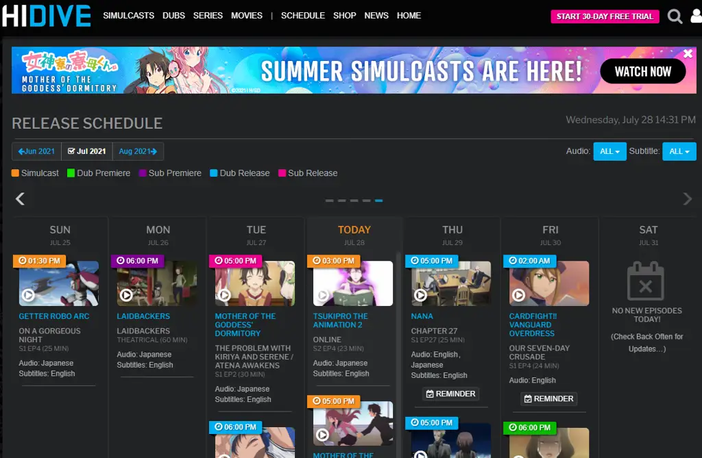 Layanan streaming anime Jepang resmi