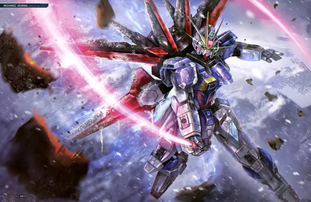 Gambar aksi mecha yang epik dari Mobile Suit Gundam SEED Destiny