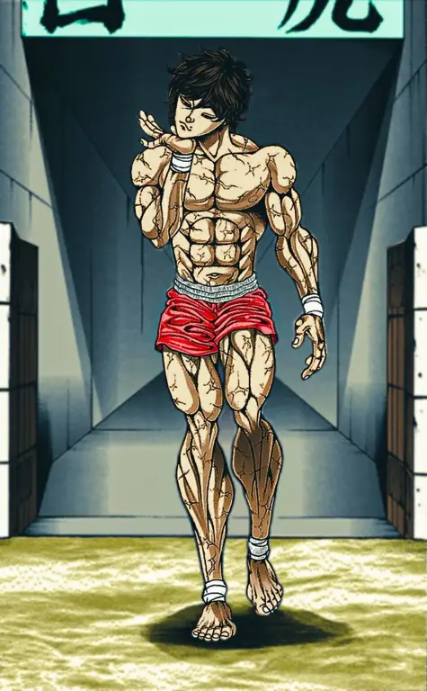 Adegan aksi dari anime Baki Hanma