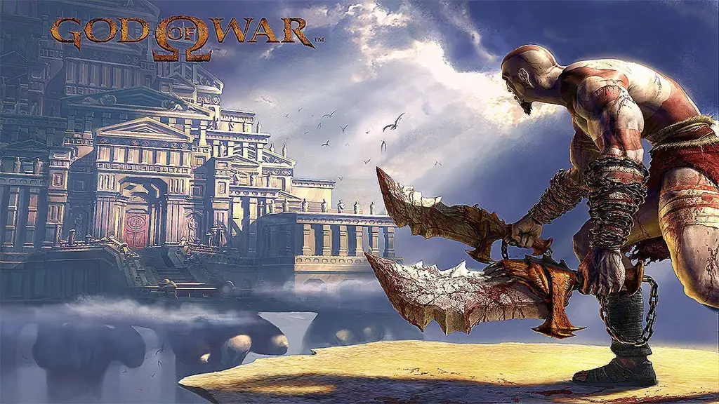 Cuplikan gambar gameplay God of War yang menunjukkan pertarungan yang intens