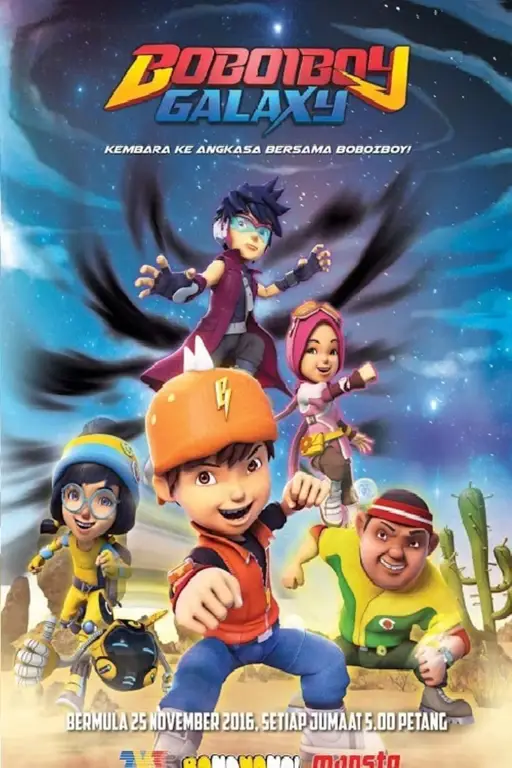 Gambar adegan aksi Boboiboy Galaxy yang epik