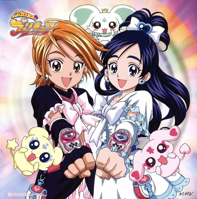 Gambar adegan pertarungan Pretty Cure yang dinamis