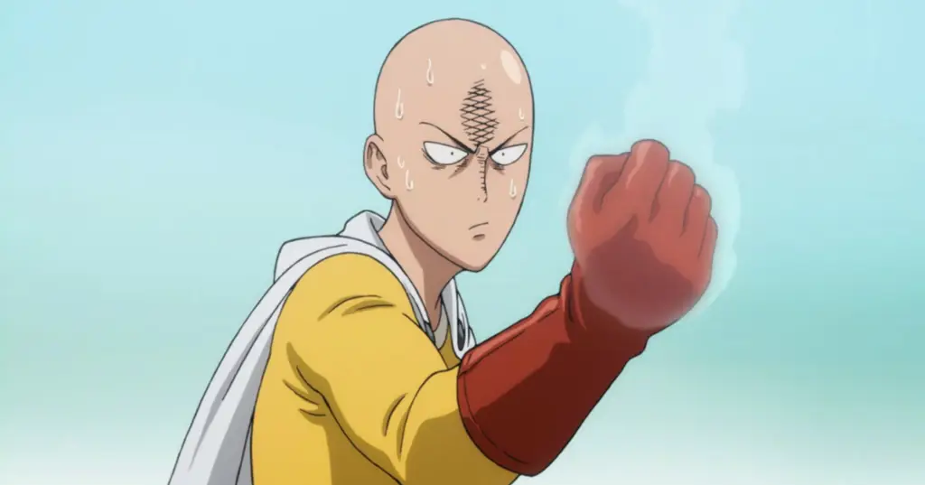 Adegan aksi One Punch Man yang spektakuler dengan efek visual yang memukau.