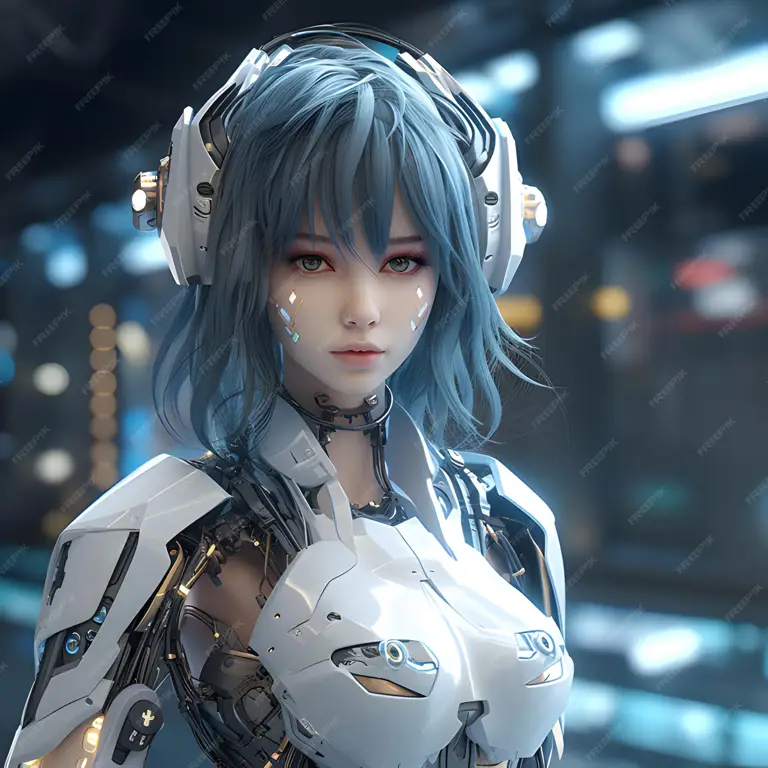 Gambar robot girl anime yang kuat sedang bertarung