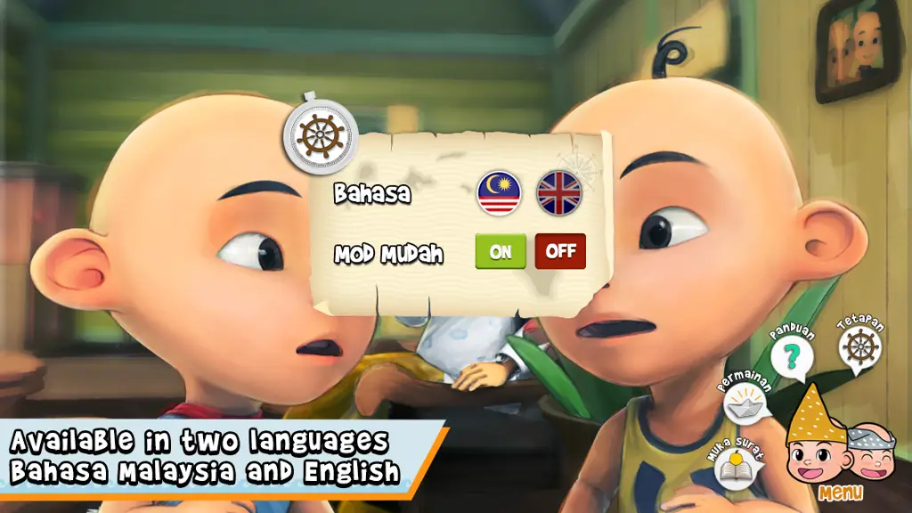 Upin dan Ipin bermain game bersama