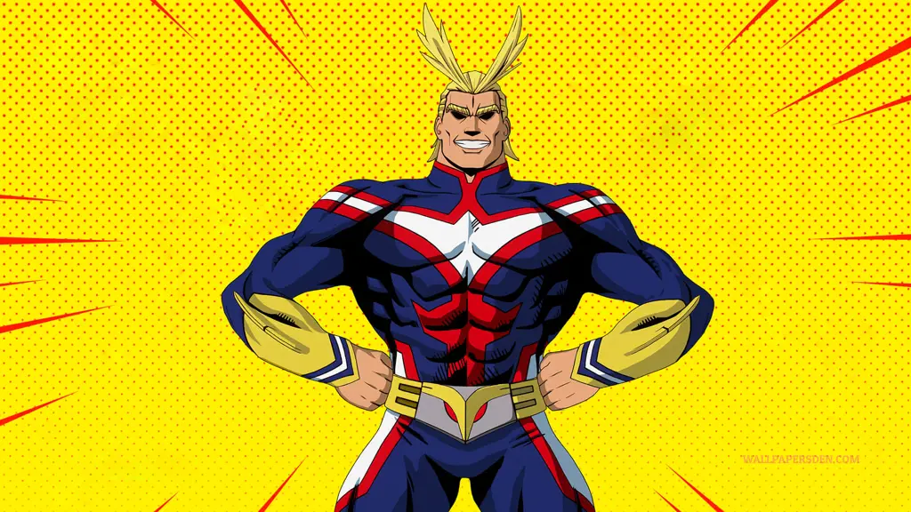 Gambar All Might, pahlawan idola Izuku Midoriya.