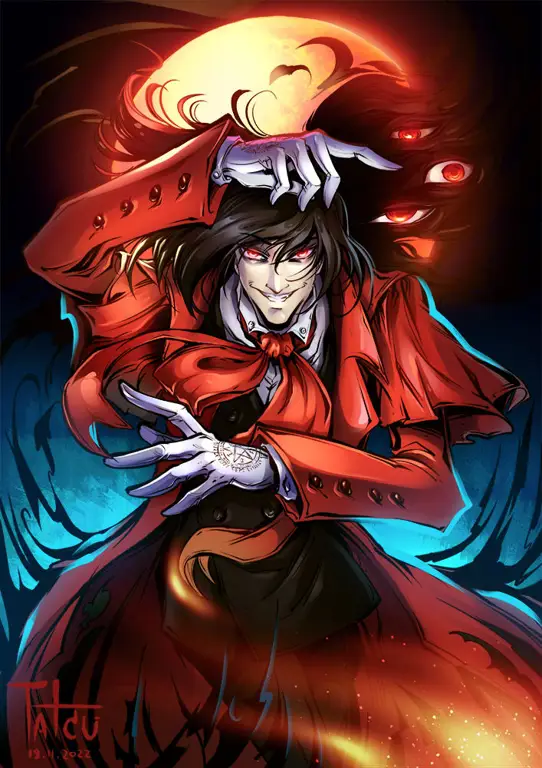 Ilustrasi Alucard, karakter utama Hellsing