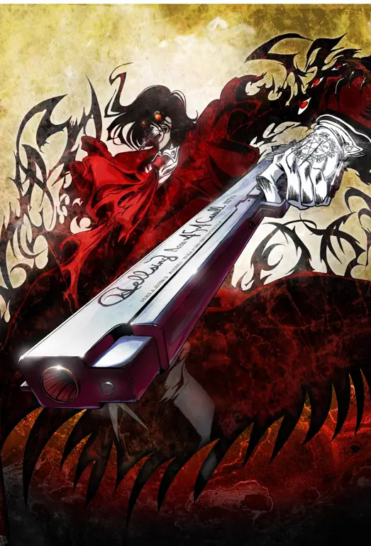 Alucard, tokoh utama dalam Hellsing Ultimate, dengan kekuatan vampirnya yang luar biasa.