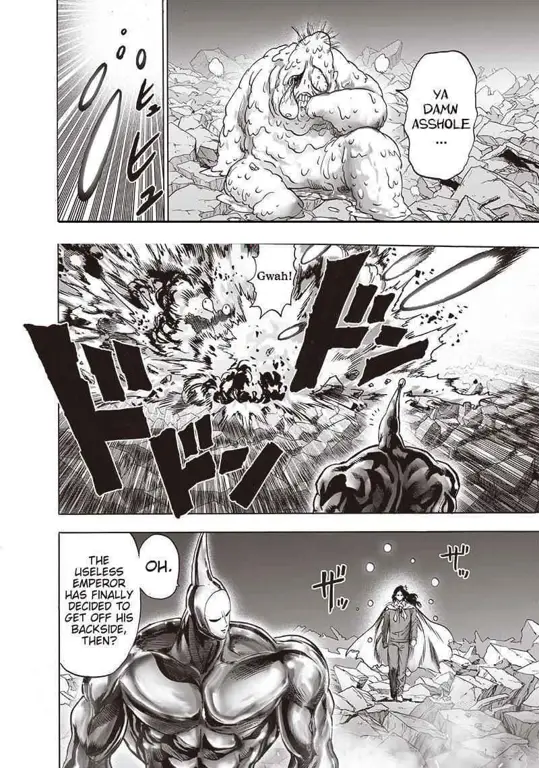 Gambar yang menampilkan perbandingan kekuatan karakter di One Punch-Man Chapter 204