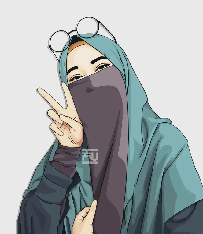 Berbagai desain karakter anime wanita berhijab dengan gaya yang berbeda-beda