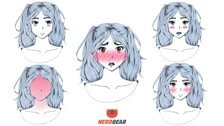 Contoh berbagai gaya anime blush yang berbeda-beda