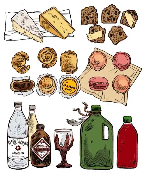 Ilustrasi makanan fantasi yang lezat dan unik