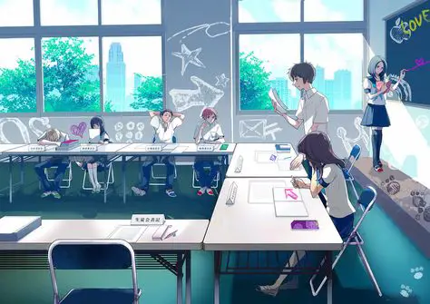 Gambar berbagai kegiatan klub di sekolah anime