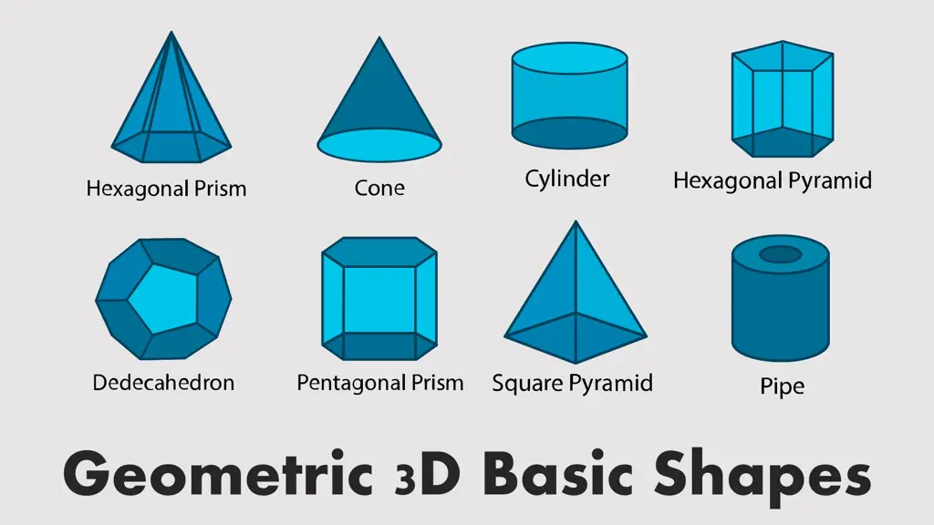 Animasi 3D yang menunjukkan berbagai bentuk geometri.