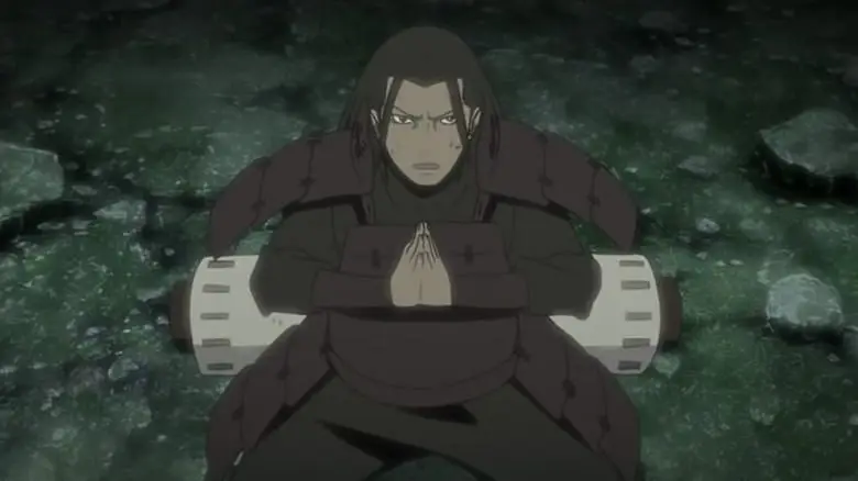 Animasi jutsu pelepasan kayu Hashirama Senju