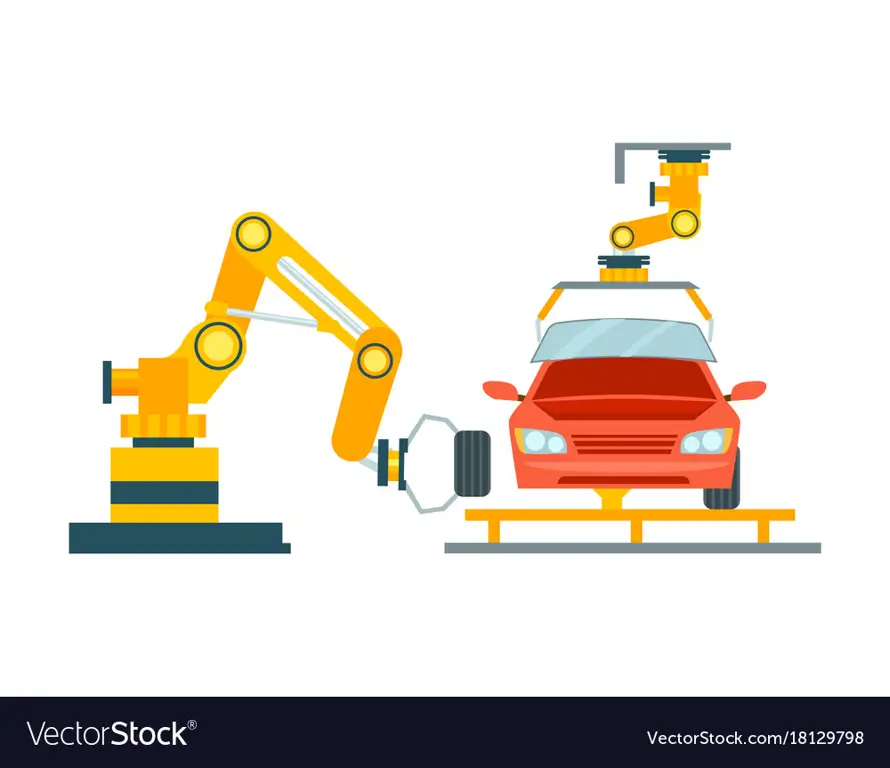 Animasi Lini Perakitan Mobil Animasi lini perakitan mobil yang menunjukkan berbagai tahapan produksi.