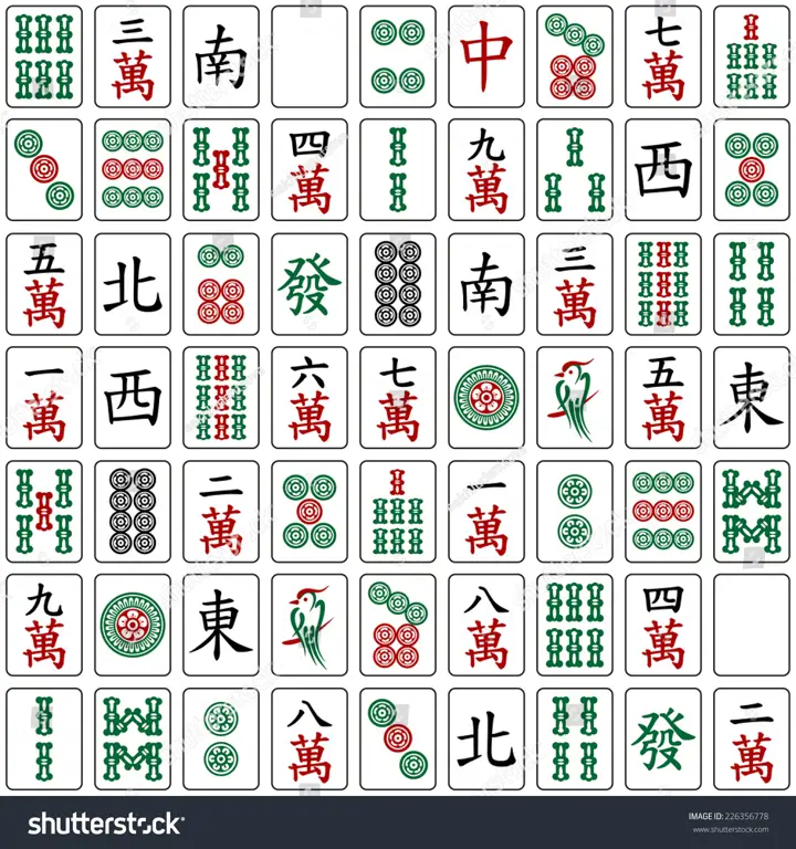 Animasi ubin Mahjong yang detail