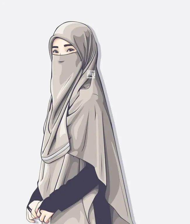 Gambar anime wanita cantik dengan gaya hijab modern