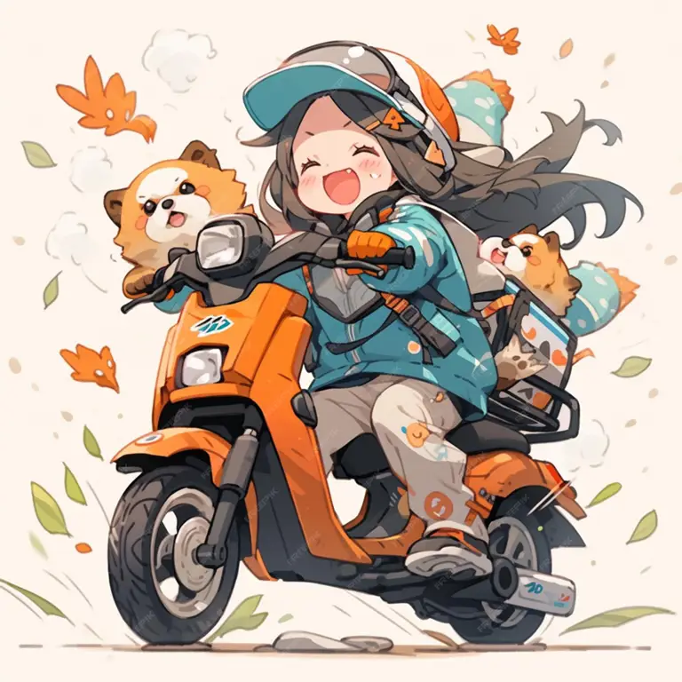 Gambar anime cewek sedang mengendarai motor