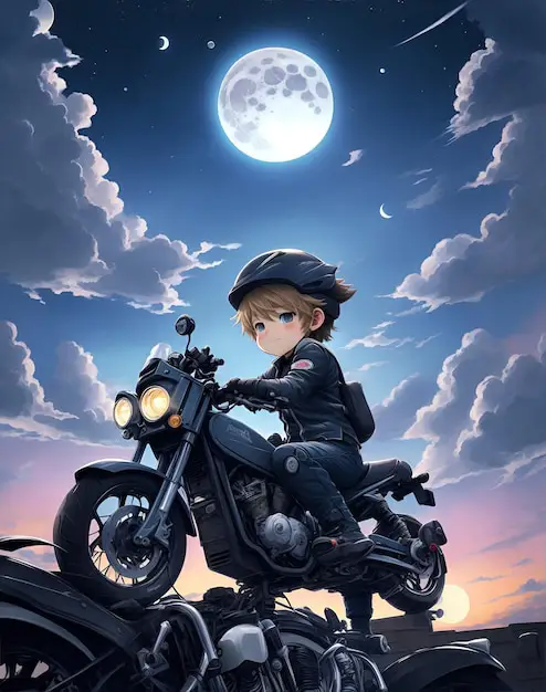 Gambar anime cowok di atas motor