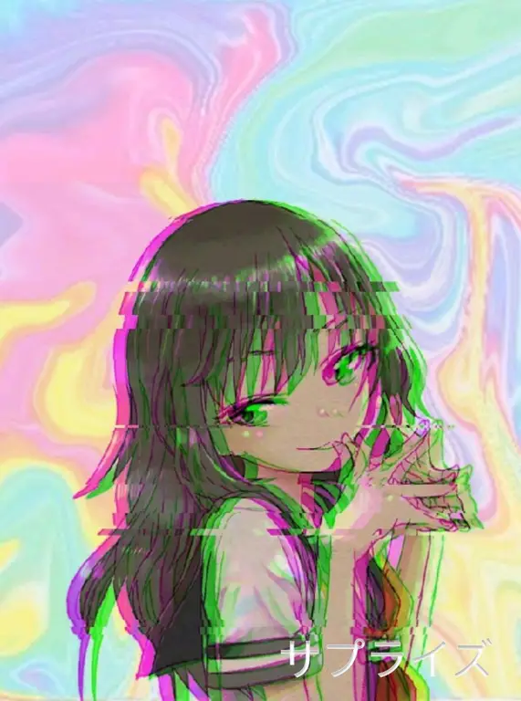 Gambar anime cyberpunk dengan efek glitch