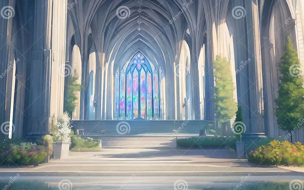 Gambar anime dengan latar gereja