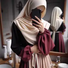 Gambar anime dengan gaya hijab fashion