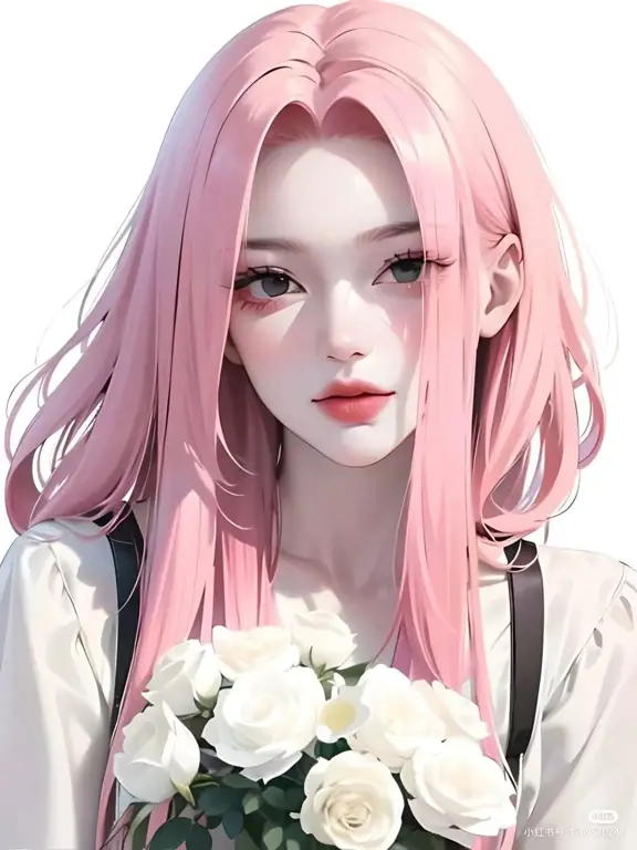 Gambar anime girl Sakura dengan rambut merah muda