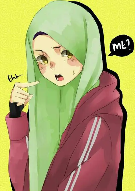 Gambar anime gadis tomboy berhijab yang imut dan menggemaskan