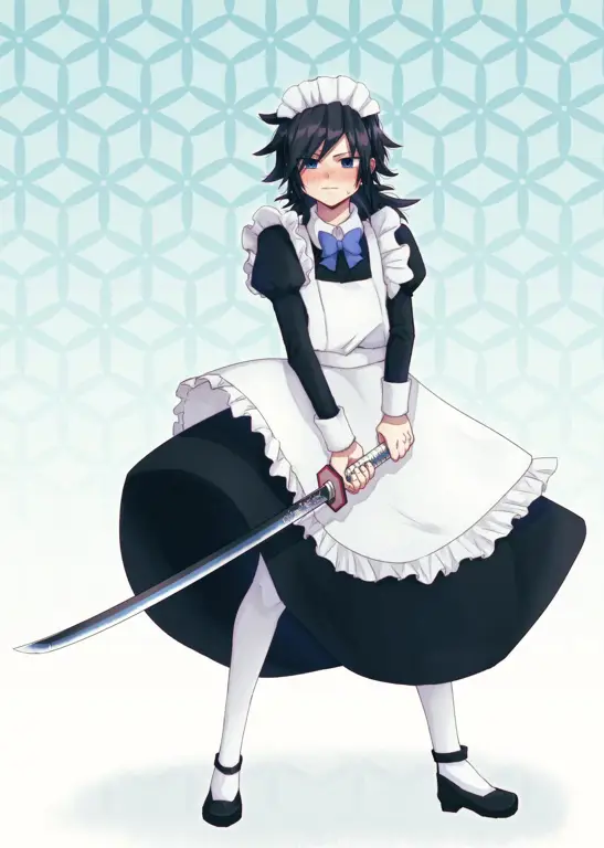 Gambar anime maid sedang beraksi