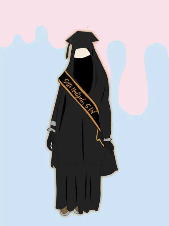 Gambar anime muslimah bercadar dengan gaya busana muslim modern