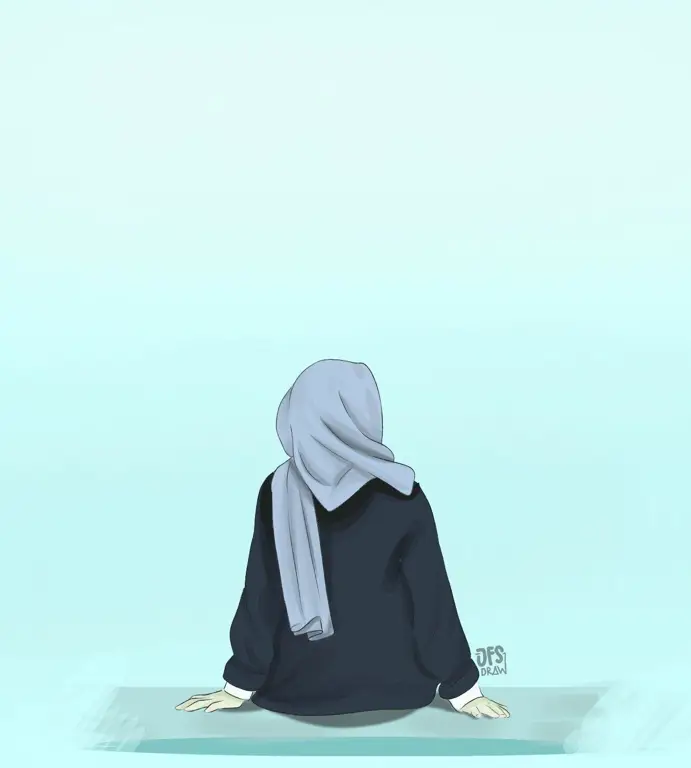 Gambar anime muslimah mengenakan hijab