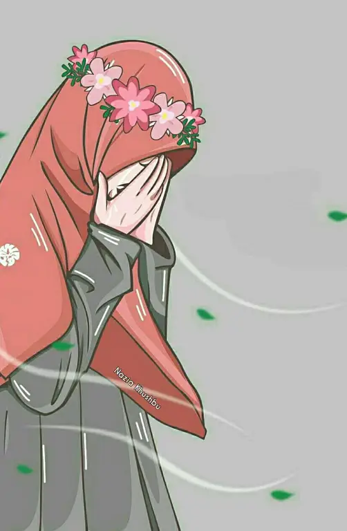 Gambar anime muslimah berhijab dengan gaya stylish