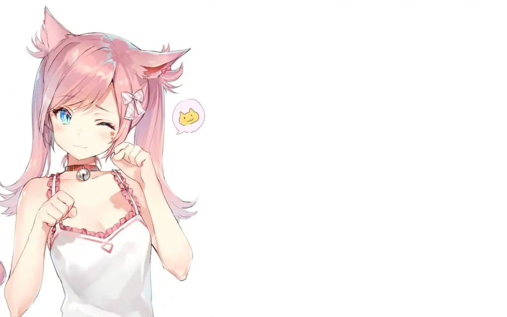 Ilustrasi gadis anime neko yang lucu