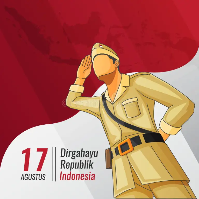 Ilustrasi prajurit dengan latar bendera Indonesia bergaya anime